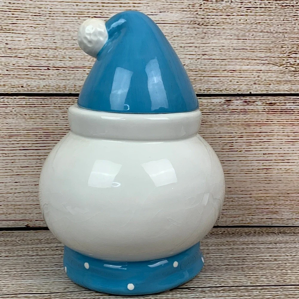 Snowman Cookie Jar with‎ Lid Ceramic Holiday Christmas Decor Cute
